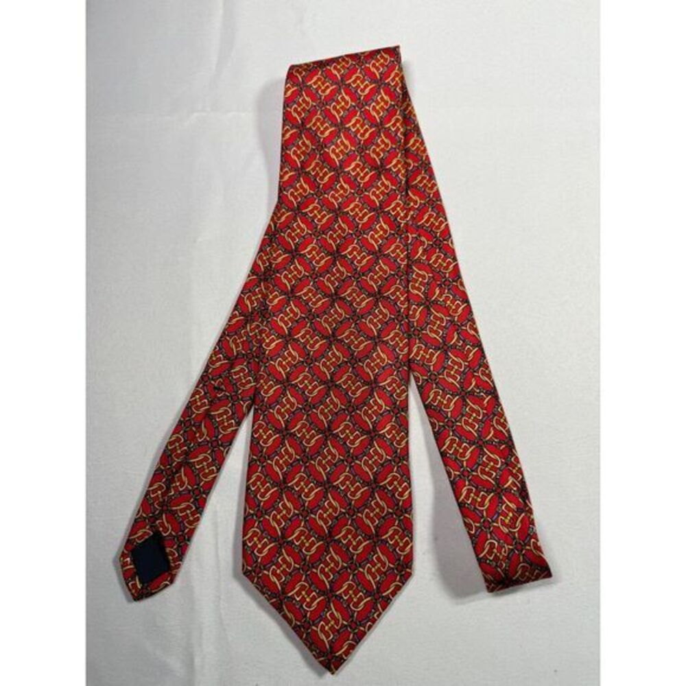 Brooks Brothers Makers Red Geometric Pattern Silk Neck Tie Business Formal